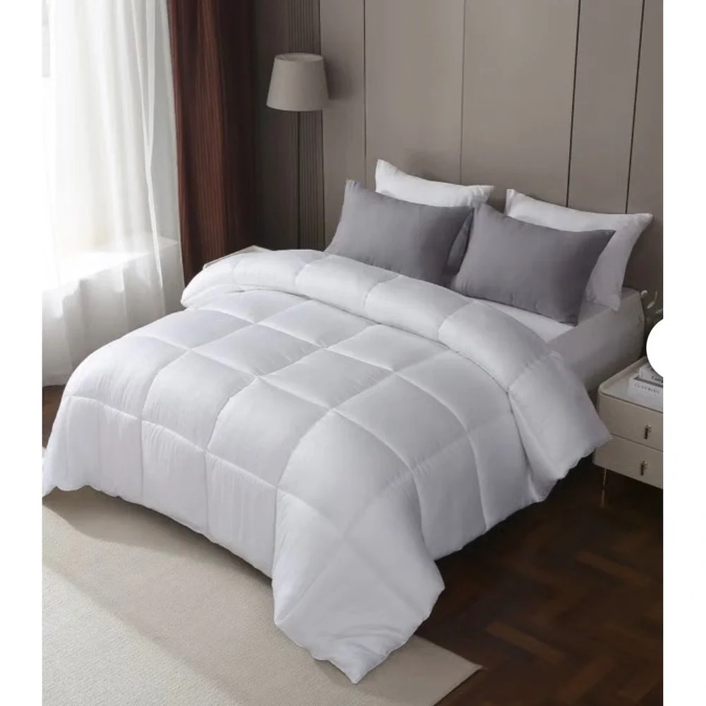 Bamboo Comforter Unisex White NEW Box Stitch Breathable - TWIN